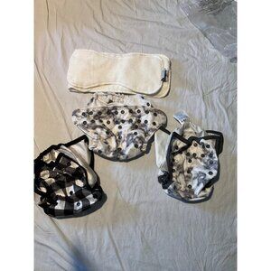 3 Rumparooz cloth diaper one size cover with liner bundle black white polished